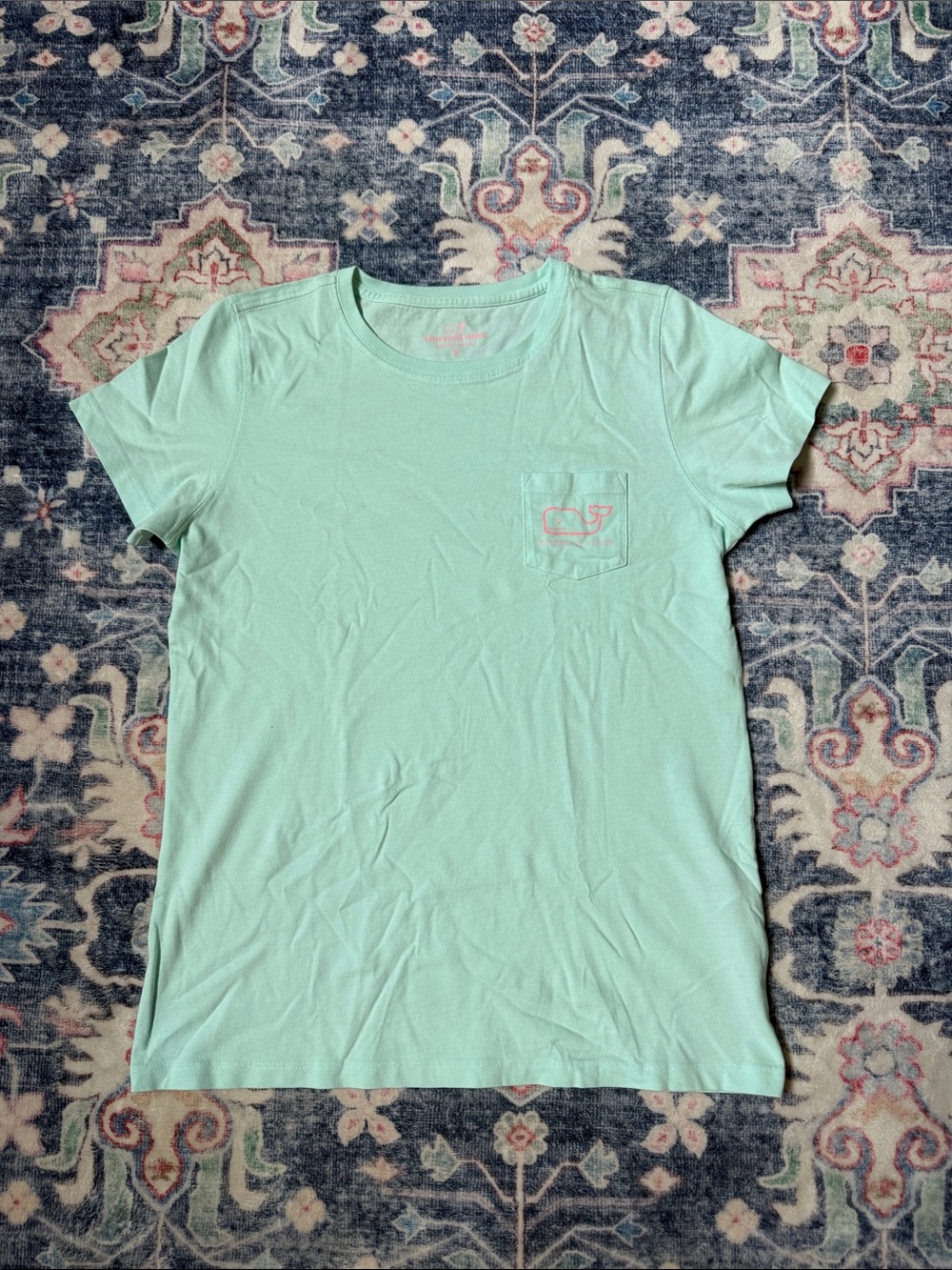 Vineyard Vines Mint Pocket Tee with Whale Logo